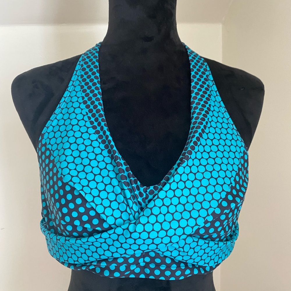 Women's two piece turquoise and black swimsuit, size L, Excellent Condition